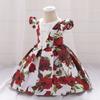 Vestido de bebê europeu e americano da Amazon para bebês de um ano, estampado, pequeno, manga voadora, vestido infantil, novo, lavado em 100 dias