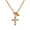 Colar Cruz de Zircônia Retrô da Moda Francesa para Mulheres, Exquisito e Versátil, High-End, Corrente de Clavícula Super Brilhante Acessórios Atacado