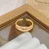 Anillo Abierto Vintage de Flor y Mariposa de Esmalte Multicolor para Mujer, Anillo de Lujo Ligero de Nicho Retro