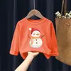 H2208# Camiseta de Algodão com Manga Longa para Meninos e Meninas Nova Jaqueta Branca de Primavera e Outono Camisa Base Roupa Infantil Moda