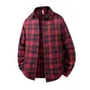Camisa de Cuadros Nuevo Estilo Transfronteriza para Hombre de Manga Larga Retro Holgada Estilo Hong Kong Casual Versátil Chaqueta para Hombre