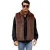 CIF0844 Colete masculino de pelo sintético de raposa, colete de pelúcia, quente para outono e inverno