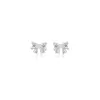 Pendientes de Corazón con Lazo de Plata Pura S999 Xiaoyinjia para Mujer Diseño de Nicho Exquisita Joyería para Orejas con Circonita para Orejas Perforadas