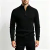 AliExpress Novo Suéter de Malha Masculino Outono/Inverno Gola Alta Meio Zíper Tamanho Plus Moda Casual Camisa Base Roupa Masculina