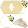 Suministro Exclusivo Transfronterizo de Anillo de Hierro de Guirnalda Base de Madera Atrapasueños DIY Hexágono Metálico Mesa de Comedor Decoración de Mesa de Boda