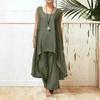 Traje de moda primavera-verano 2024 para mujer, ropa deportiva informal sin mangas, top asimétrico, pantalones holgados de 2 piezas