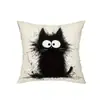 Funda de Almohada Minimalista Gato Blanco y Negro Más Vendida Transfronteriza para Decoración de Sofá del Hogar, Cojín de Coche y Oficina