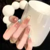 Manicura Uñas Portátiles Ojo de Gato Parches de Uñas Hechos a Mano Color Champaña Uñas Postizas Mayoreo Extraíbles y Versátiles