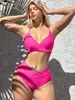 Bikini Nuevo Estilo Europeo y Americano Transfronterizo 2025 Color Sólido Nailon Atado Cruzado Bikini Sexy Traje de Baño de Dos Piezas