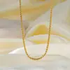 Colar de corrente estilo coreano simples com contas redondas e corrente osso de cobra feminino curto corrente lisa corrente nua corrente clavícula ins Famoso na Internet joia de aço titânio