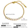 Pulseira de Aço Inoxidável Cruzada Fashionável Tendência Estilo Ins Corrente para Dorso da Mão Cravejada com Zircônia Banhada a Ouro 18K Real À Prova d'Água Resistente à Descoloração Joia para Mão