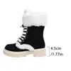 Botas de Neve Grossas para o Inverno de 2026, Comércio Exterior, Sola Grossa, Abertura Peluda, Tamanho Grande, Camurça Espessa, Com Cadarço, Cano Médio, Femininas