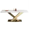 Mesa de comedor rectangular de placa de roca y combinación de sillas mesa de comedor para hogar apartamento pequeño mesa de celebridad de internet de estilo italiano simple moderno de lujo ligero