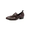 Mocasines suaves y cómodos de piel de vaca de alta calidad para ir al trabajo, colección otoño 2026, tacón bajo grueso, punta redonda, piel genuina, zapatos de mujer con corte profundo
