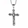 Collar de cruz vintage para hombre estilo moderno y genial colgante para hombre cadena larga de acero de titanio para suéter hip hop europeo y americano