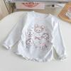 Camiseta de Manga Larga con Cuello Redondo para Niñas 2026 Top de Manga Acampanada para Niños Camisa Básica Elegante para Primavera y Otoño Ropa para Niños