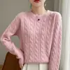 Suéter Básico de Punto Retorcido de Color Puro con Cuello Redondo y Mangas Largas Elegante y Relajado para Mujer Otoño e Invierno Nuevo