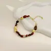 Collar de Piedra Ojo de Tigre Color Caramelo de Alta Gama con Abalorios, Estilo de Lujo Ligero Vintage, Cadena para Suéter de Piedras Preciosas Coloridas