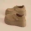 Tênis Birkenstock da moda com sola grossa para mulheres, novo modelo outono 2026, que aumenta a altura, mocassins casuais de cobertura total, sapatos femininos da moda