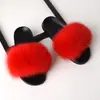 Sapatos de Pelo de Raposa Real Europeus e Americanos para Comércio Exterior Femininos Verão Pelo de Pele Chinelos Sandálias Baixas Pelo de Guaxinim