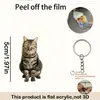Llavero de Gato Lindo, Accesorios de Anillo Redondo de Material Acrílico, Decoración Colgante de Impresión Bidimensional de Doble Cara