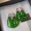Nuevo Modelo 2025 Pendientes de Estilo Chino con Perlas Verdes y Borlas, Mismo Estilo que Liu Yifei, Estilo Nacional, Lujo Ligero, Nicho, Pendientes de Gama Alta
