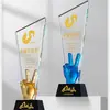 Trofeo de Cristal Colorido Personalizado Reunión Anual Empleado Destacado Campeón de Ventas del Equipo Premio de Competencia Primer, Segundo y Tercer Lugar Premios Honoríficos