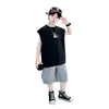 Verano 2026 Nuevo Estilo Camiseta sin Mangas Casual Fresca con Estampado de Robot Estilo Americano para Niños y Niños Mayores