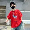 Algodão Puro de Manga Curta de Verão Roupas Infantis Meninos Camisetas Modernas Meninos Bonitos Tops Estilo Coreano Camisetas Soltas para Bebês