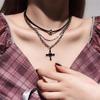 Gargantilla de Cuero Trenzado Multicapa Cadena para el Cuello de Mujer Punk Cadena Multicapa para la Clavícula Accesorios de Diablo Spice Girl Modernos