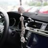 Colgante de metal para espejo retrovisor de coche, bola de cristal de diamante para interior de coche, adorno colgante de diamantes de imitación para decoración de coche