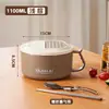 Tazón para fideos instantáneos de acero inoxidable 304 con tapa, adecuado para dormitorios, gran capacidad, para estudiantes, uso personal y conveniente para hombres