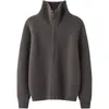Cárdigan de punto grueso con cremallera y cuello alto de cachemira para mujer, otoño e invierno, abrigo de moda, suéter de manga larga, top holgado