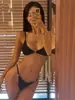 Traje de baño de verano 2024 nuevo estilo europeo y americano con abertura en la parte inferior, tejido liso, bikini sexy para mujer