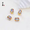 Contas Cilindricas Azul Queimado Cloisonne Contas Espaçadoras Filigrana Esmalte Oco Acessórios Artesanais Acessórios para Pulseira Corrente de Suéter DIY