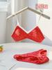 Trivia Roja# Este Año de Vida traje Ropa Interior Roja para Mujer Pecho Pequeño Levanta-busto Amigable con la Piel Sin Aro de Acero Sujetador Anticaída