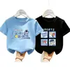Algodón Puro Transpirable Top Holgado con Estampado de Letras para Niños Camiseta de Manga Corta de Dibujos Animados para Niños Nueva Camiseta de Verano Moderna para Niños