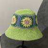 Chapéu de pescador japonês feito à mão com flores, chapéu de proteção solar de verão, chapéu de balde dobrável, chapéu de palha de praia para mulheres