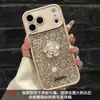 Pulseira Camélia 3D Compatível com Capa de Celular Apple 17promax iPhone 16 Glitter 15 Estilo Coco de Luxo Leve