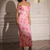 Vestido plisado de malla espiga de pescado de comercio exterior transfronterizo Europeo y americano Sexy sin espalda Hombro ajustado Cadera