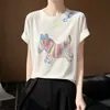 Moda Casual Estilo Coreano Camiseta Estampada de Pônei com Gola Redonda Solta Cartoon Manga Curta para Mulheres Nova Roupa Feminina Primavera e Verão 2026