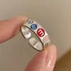 Versión Coreana Ins Moda Anillo de Plata de Ley 925 Esmalte de Colores Smiley m Bean para Mujer Lindo Nicho Anillo Abierto para Dedo Índice