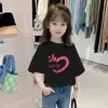 Camiseta de Manga Corta para Niñas, Corte Holgado, Algodón Puro, Nueva Colección Verano 2026, Camiseta Básica Versátil Casual, Top de Moda