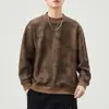 Sudadera de punto retro americana de peso pesado de 540 g para hombre, estilo holgado y casual, guapo y relajado, adecuada para primavera y otoño