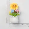 Flor de Lana Terminada Arte Flor Artificial Girasol Pequeño en Maceta Coche Hogar Planta Verde Tulipán Adornos Decoración de Escritorio