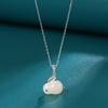 Colar de prata esterlina S925 com pingente memorial de animal de estimação da sorte, coelho de jade natural, jade hetian, zodíaco chinês