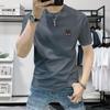 Playera de manga corta para hombre Explosiva 2025 Nueva Moda Marca de Moda Top de manga corta estampado para hombre Ajustado Combinable con todo Cuello redondo