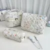 Bolsa de Maquillaje de Algodón Estampado Floral Transfronteriza Gran Capacidad Estilo Ins con Compartimentos Neceser Portátil Bolsa de Almacenamiento para Cosméticos de Viaje