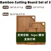Conjunto de 3 Tábuas de Corte Personalizadas de Bambu Carbonizado, Dupla Face, com Pia, Pendurável, Tábua Redonda com Furos para Pendurar