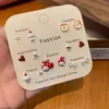 Conjunto de Brincos de Cachorro com Orelha de Maçã Vermelha Pingando Óleo Estilo Natalino Laço Delicado Feminino Doce Divertido Brincos Fofos